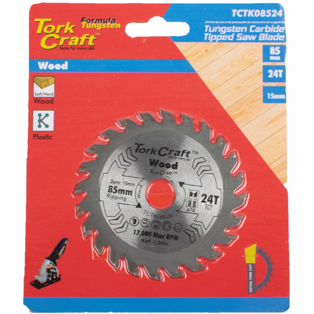 TCT SAW BLADE 85MM X 1.2MM X 15MM X 24T WOOD