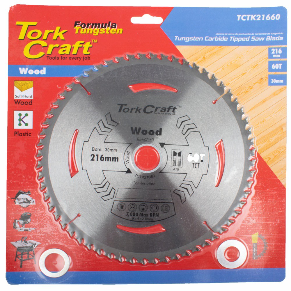 TCT SAW BLADE 216MM X 2.0MM X 30MM X 60T WOOD
