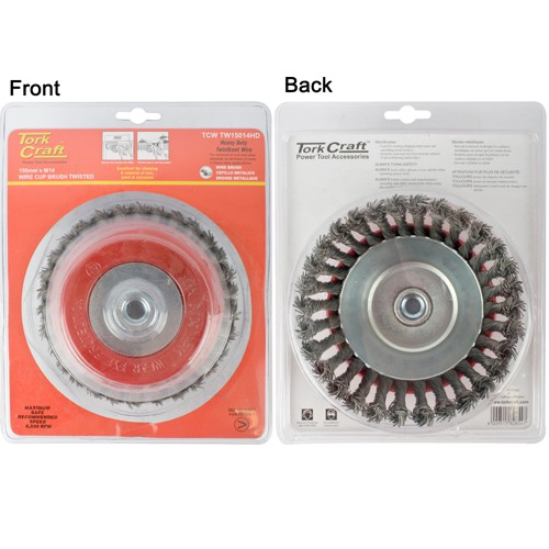 WIRE CUP BRUSH TWISTED 150MM X M14 WITH 0.80MM WIRE HEAVY DUTY