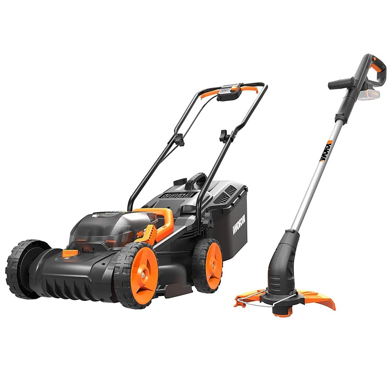 PROMO 34CM MOWER & TRIMMER 2 X 20V 2.0AH DUAL CHARGER WG779E/ WG157E