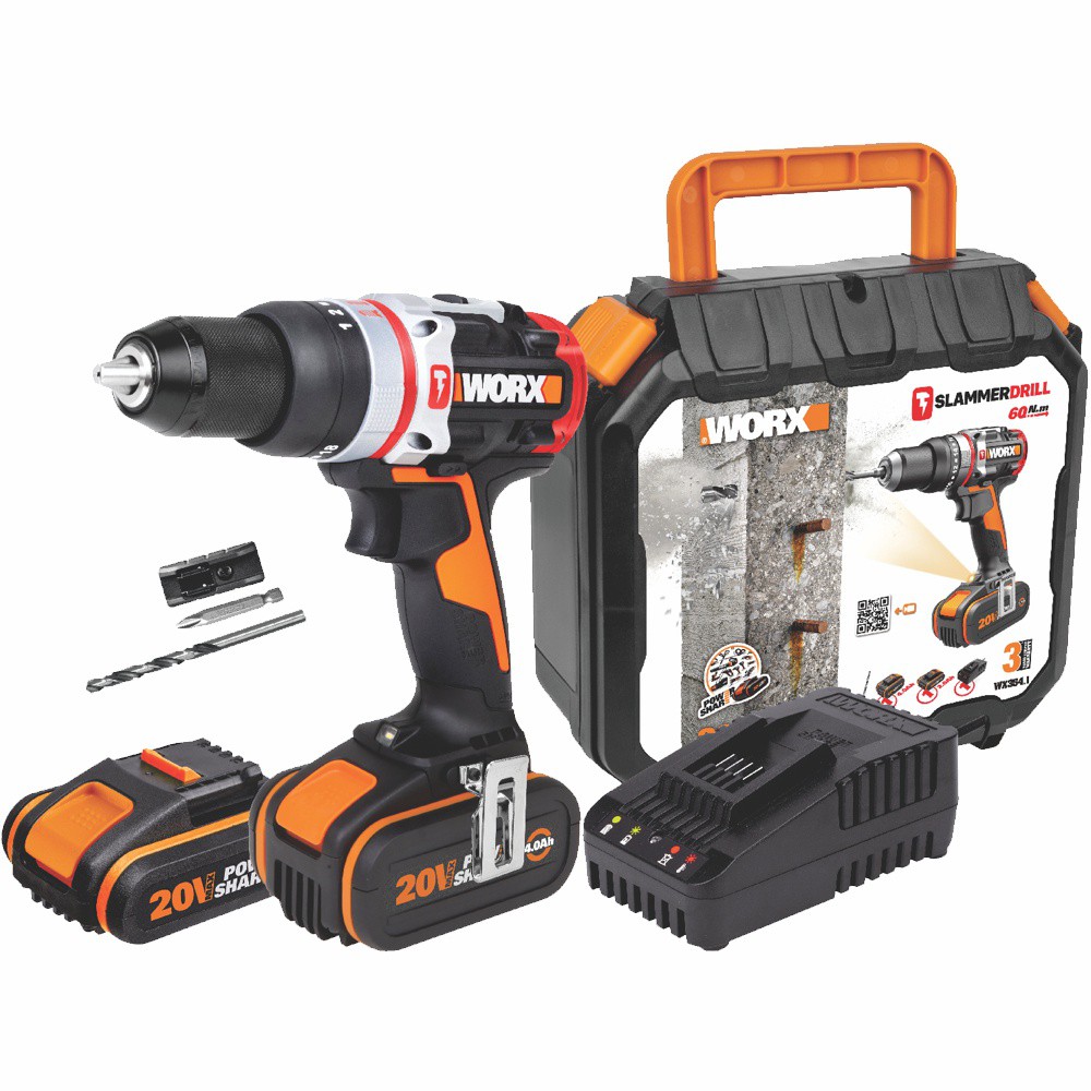 SLAMMER HAM. DRILL 20V 60 NM B/LESS 2.0AH + 4.0AH BMC